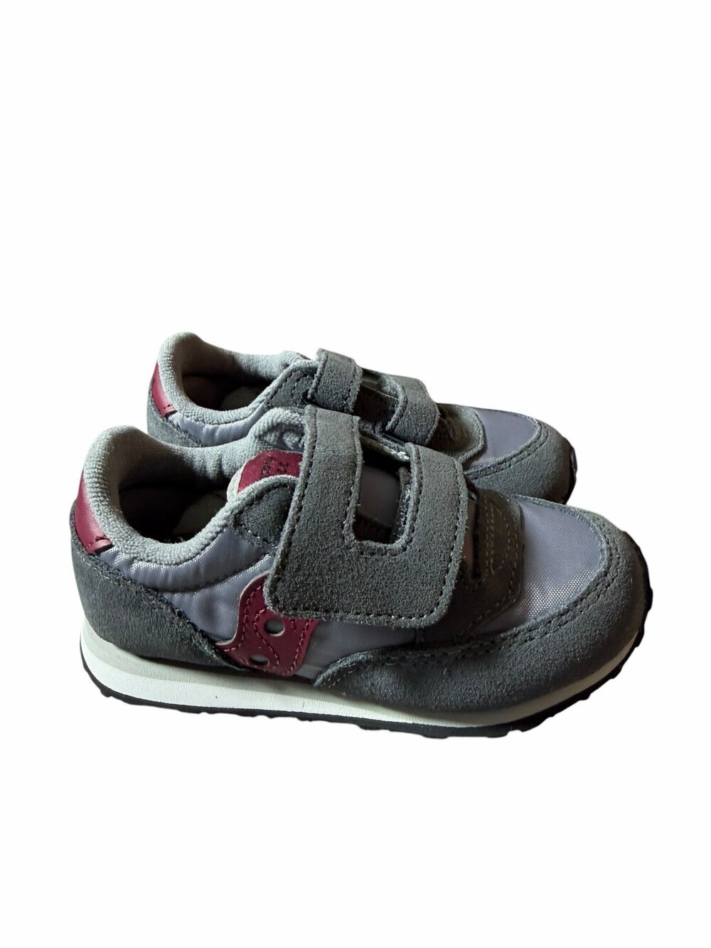 Saucony Boy's Original Jazz Hook & Loop Toddler Size 8.5 Grey/Burgundy NEW
